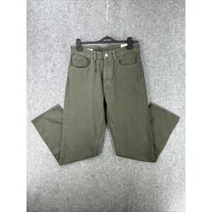 NWT Zara Men's Size 31 Straight Jeans Pants Full Length Green Button 100% Cotton
